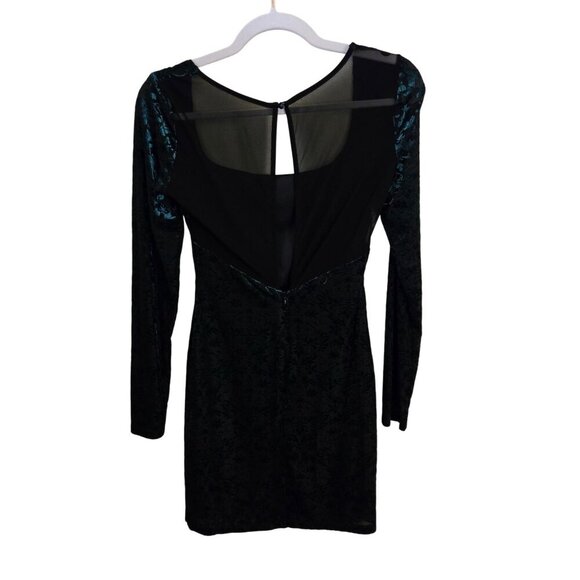 Lulus Decadent Energy Green Velvet Mesh Burnout Mini Dress Size S - Picture 3 of 9